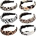 Produktbild Belle Vous Haarreifen Leopard (6 Stk) - (13x14cm) Klassischen Farben Leopardenmuster Haarband - Chiffon Stoff Breit Knoten Turban Kopfband - Haarschmuck für Damen & Mädchen