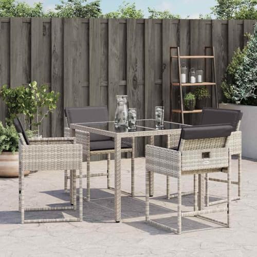 Chaise de repas pour jardin extérieur lot de 4 fauteuils gris clair LH5A