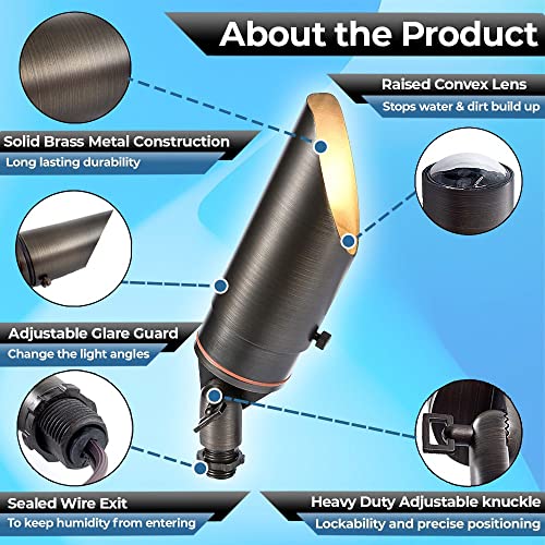 Led Spot Lights Outdoor Landscape Lighting 106 - Solid Brass Spotlight Led Yard Lights Security Landscape Lights For Beautiful Bright Long Lasting Home Garden Patio Pool Area Deck Lighting (No Bulb) #TOP1