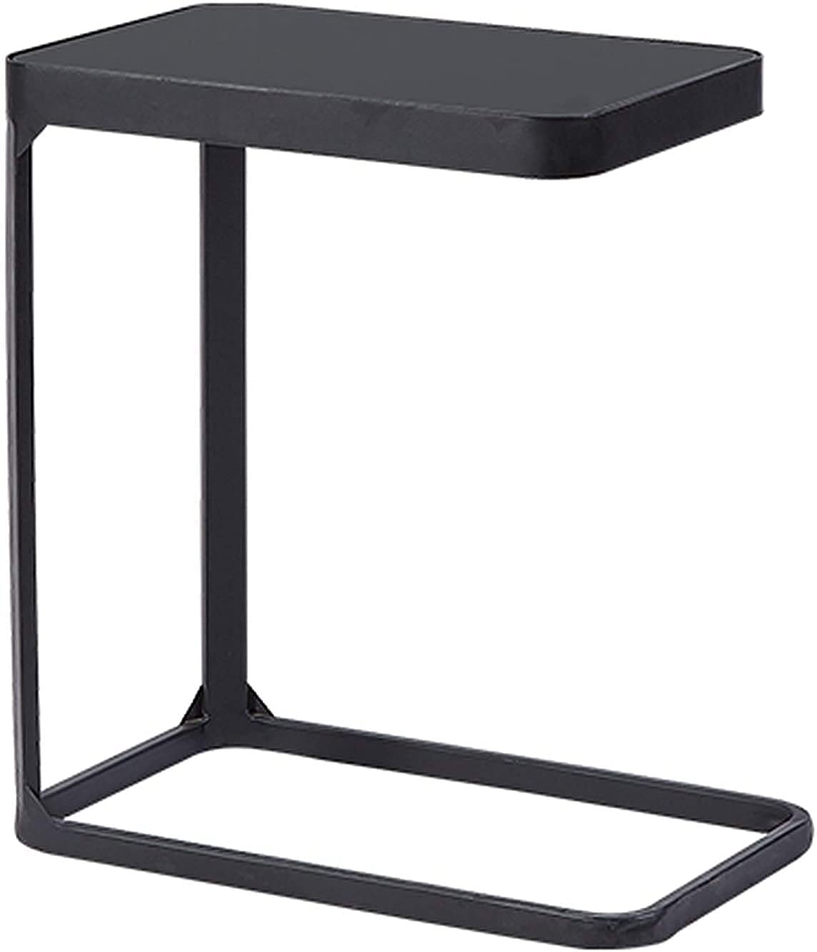 Table basse de salon noir en verre trempé et fer forgé pour chambre