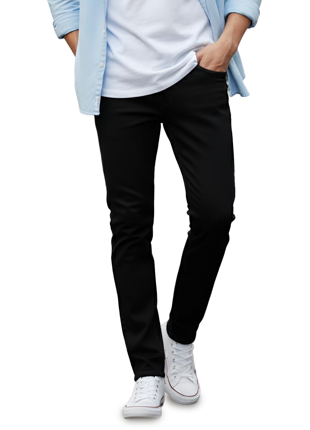 Urbano Fashion Men's Slim Fit Black Stretch Jeans