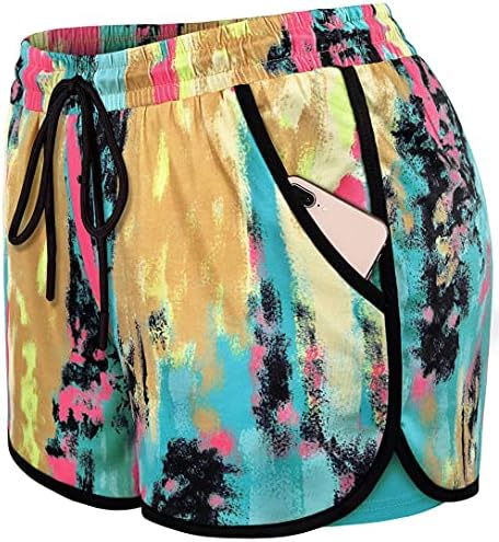 Blevonh Running Shorts for Women Workout Summer Sport Ladies Fashion Print Athletic Yoga Colorful M