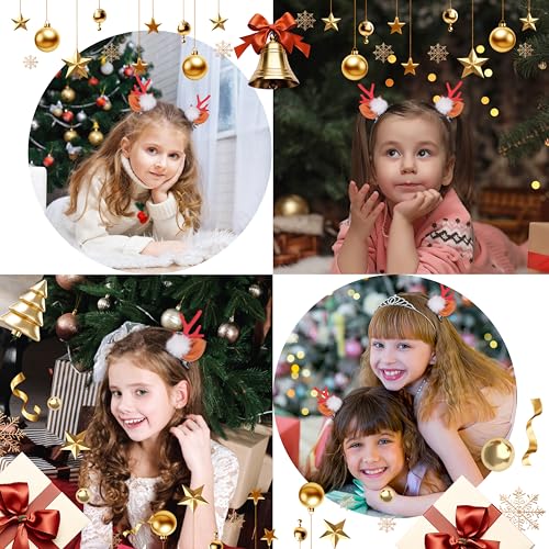 Aeonda Weihnachts Haarschmuck Rentier Haarspange Weihnachten Accessoires Weihnachtsgeschenke für Frauen, Mädchen, Damen, Kinder (2 Stück, Rot)