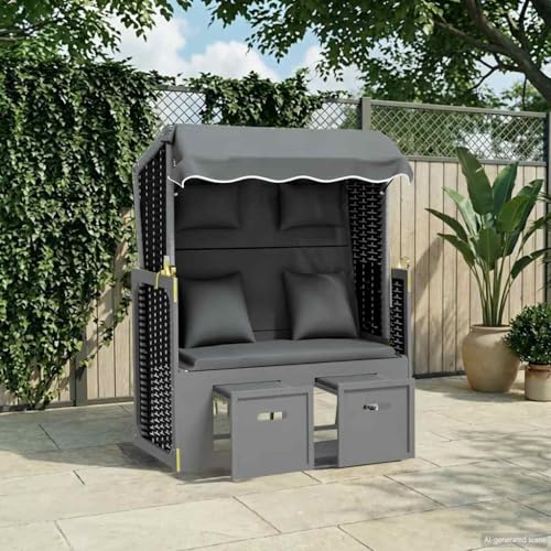 ChicAbode Strandkorb mit Kissen Poly Rattan...
