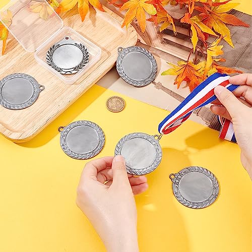 FINGERINSPIRE 6pcs Blank Award Medals 43.5mm Silver Medals Group Flat Round Silver Medals Award Gift Make Your Own Medals Alloy Medals Pendant Cabochons Settings for Competitions Sports Meeting - Image 3