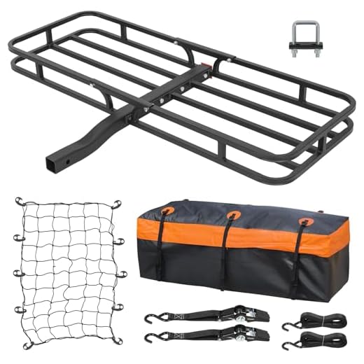 WEIZE Hitch Cargo Carrier Basket for SUV, Truck - 53x19 Inches, 500LB Capacity, with Waterproof Bag, Net Strap, Tightener, Powder Coated for Durability, Easy Installation, for Camping and Travel