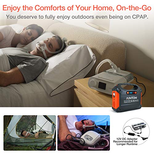 Aimtom 42000Mah 155Wh Power Station, Emergency Backup Power Supply With Flashlights (Solar Panel Optional), For Camping, Home, Cpap, Travel, Outdoor (110V/ 100W Ac Outlet, 3X 12V Dc, 3X Usb Output) #TOP5