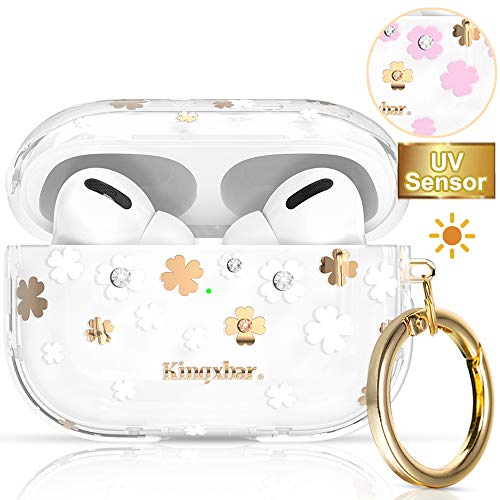 KINGXBAR UV Sensor Floral AirPods Pro Case Cover Shockproof TPU Frame Crystal from