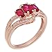 1,20 Ct ovalado rojo rubí y topacio blanco anillo en color rosa bañado en plata de ley Imagen de 1,20 Ct ovalado rojo rubí y topacio blanco anillo en color rosa bañado en plata de ley