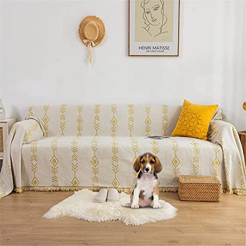 Roomlife Beige Chenille Sofa Covers For 2-3 Cushion Couch Sectional Couch Cover Blanket For Dogs Boho Decor Furniture Covers Sofa Slipcovers Pet Couch Protector,71"X118" #TOP20