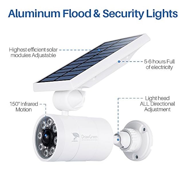 Motion Sensor Outdoor Solar Lights Waterproof Aluminum alloy(Not plastic) Solar Spot Lights, Solar Motion Detector Lights for Outside Patio Porch Wall Driveway Garden, 100-Week FREE Refund/Replacement