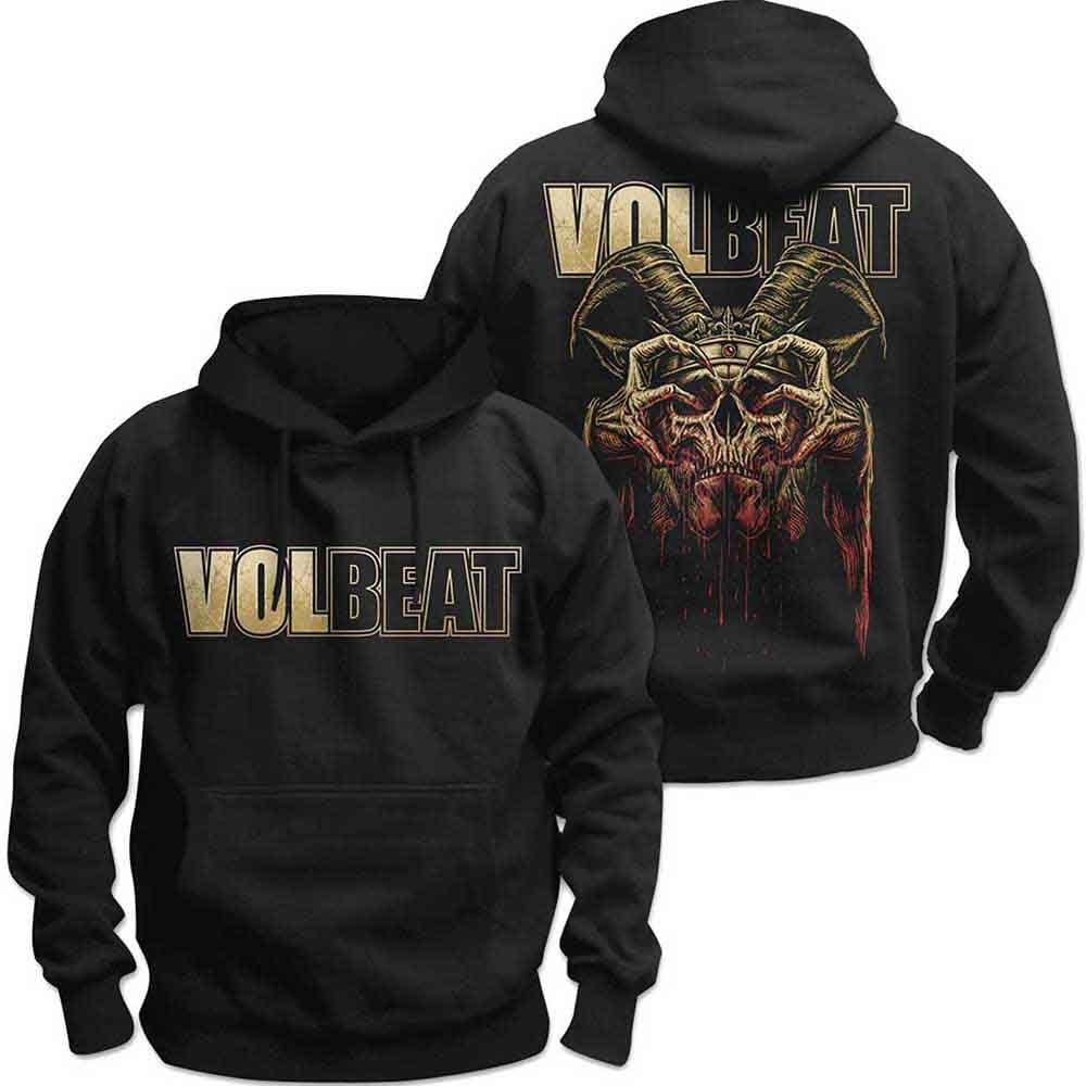 Rock Off officially licensed products Volbeat Bleeding Crown Skull Official Unisex Hoodie Hooded Top (Small) Black