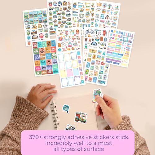 DOODLE Sticker Book for Journal with 370+ Travel Stickers | Perfect for Journaling, Scrapbook Projects, Décor & Page Decoration | A5 Book with 10 Pages - Image 3 thumbnail