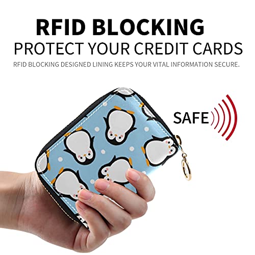 Cute Penguins Seamless Credit Card Coin wallet, RFID Blocking Compact Women Leather Card Holder, Key Change Organizer, Zipper Purse Clutch Pouch Pocket2