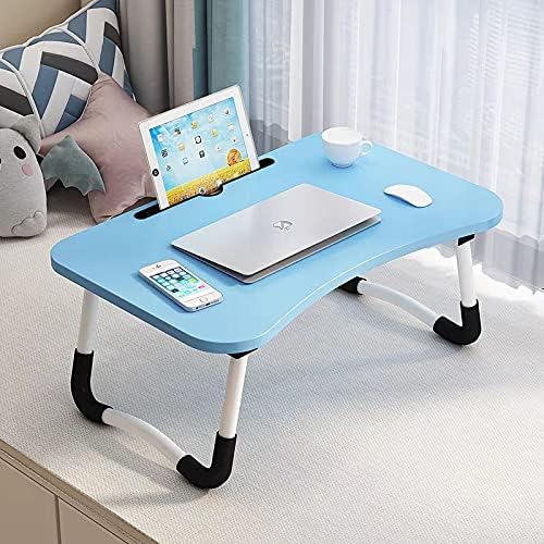 Image of Multi-Purpose Study Table, Wooden Lap Desk, Foldable Portable Study Desk, Bed Table, Laptop Table, Activity Table, Breakfast Table for Kids /Adult (Sky Blue)