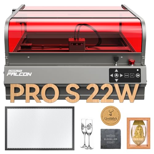 Creality Laser Engraver Falcon2 Pro S 22W Auto Focus Desktop Diode Laser Cutter and Engraving Machine with Enclosure Smart Camera Air Assist for Wood Acrylic Leather Stone Metal