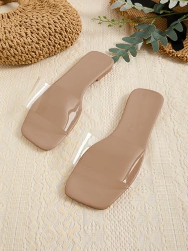 GORGLITTER Women's Clear Sandals Transparent Flat Dressy Slip On Slides Flip Flops4