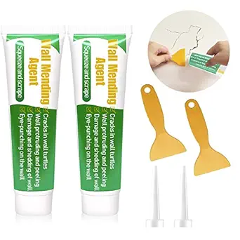Drywall Patch Repair Kit with Scraper, 2 Pcs Spackle Wall Repair Patch Kit Wall Mending Agent Wall Hole Filler Quick Easy Solution to Fill Holes, Crack and Scratch Dry Wall Putty(260g)