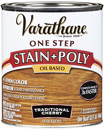Varathane 225246H Oil-Based One Step Stain + Poly, Quart, Tr...
