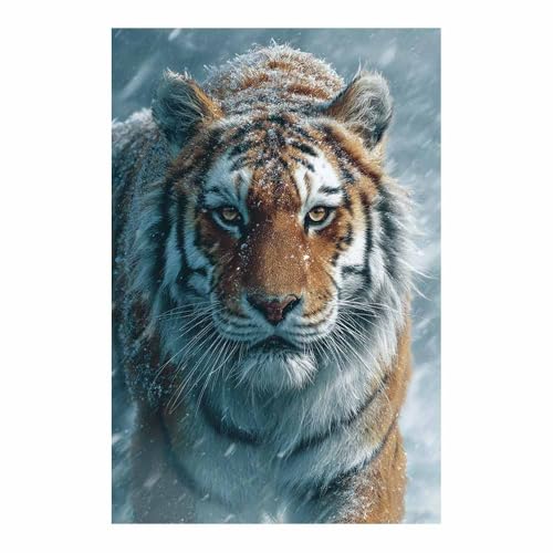 Toile tigre gris clair pour salon contemporain et grand bureau moderne