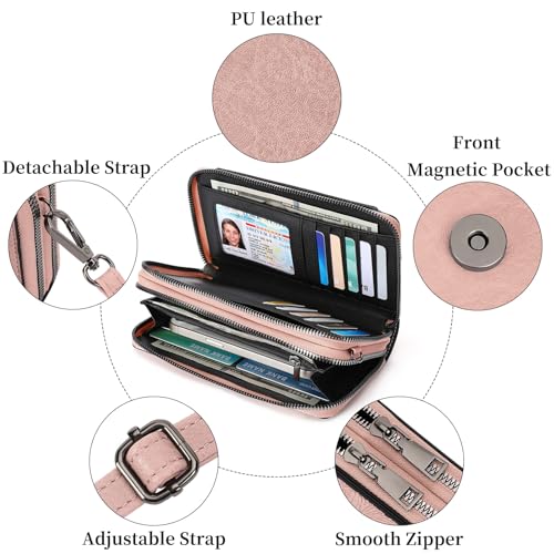 Image of FALAN MULE Crossbody Bags for Women Small Leather Cell Phone Wallet Wristlet Purse with Zip Around 2 Strap