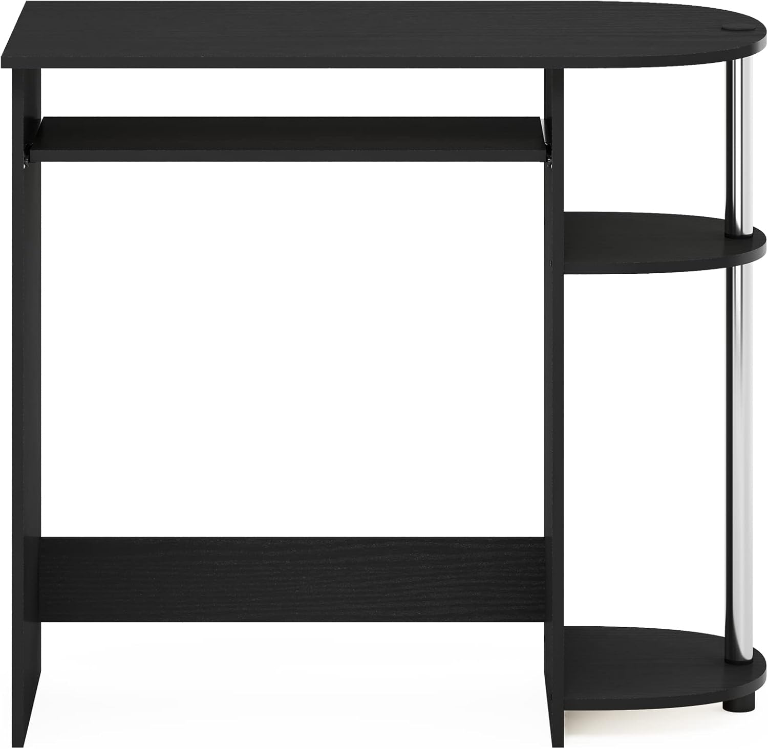 Americano and Stainless Steel Compact Computer Desk with Keyboard Tray