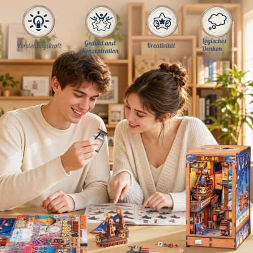 CUTEBEE Book Nook Kit -3D Holzpuzzle Erwachsene,Miniatur Haus Deko für Bücherregal Geschenke (Tsutenkaku Ichiban Street) – Ansicht 6