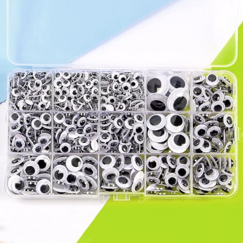 Selbstklebend Wackelaugen, 1280 Stück Wiggle Googly Augen Kunststoff Puppe Augen, Kulleraugen Selbstklebend für DIY Scrapbooking Handwerk