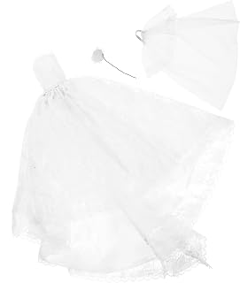 Milisten 1 Juego De Minivestido De Novia con De Muñeca Bonito Vestido De Fiesta para Niña para Despedida De Soltera Informal para Muñeca Vestido De Novia De Tela Blanca