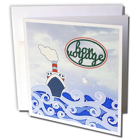 Greeting Cards - Bon Voyage, Cruise Ship on Big Blue Waves - 12 Pack - Cruise Ship Design
