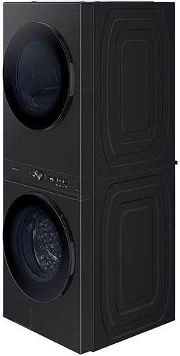Miniatura 2 de Samsung WH46DBH500EV 4.67.6 pies cúbicos lavadorasecadora apilados AI negro cepillado a medida