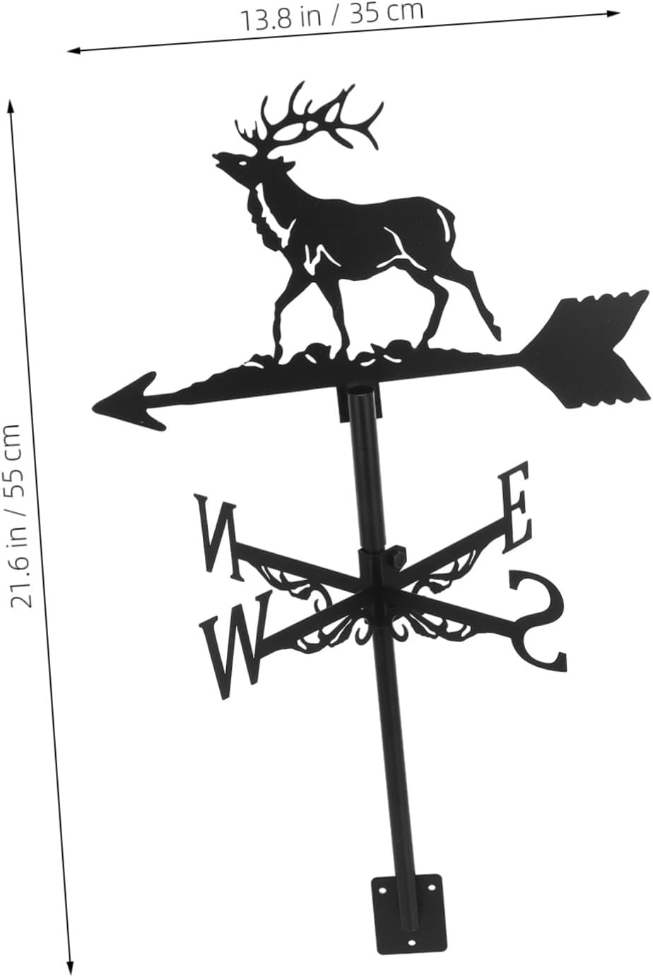 Vintage Iron Weather Vane Elk Design Wind Direction Indicator for Garden and Roof Decor for Outdoor Spaces and Seasonal Celebrations