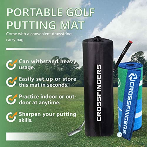 CROSSFINGERS-Alfombrilla-de-Golf-para-Poner-en-Verde-con-Control-de-Velocidad-de-3m-x05m-una-practica-de-Golf-Profesional-o-Herramientas-de-Entrenamiento-para-afilar-Tus-Habilidades-de-Poner