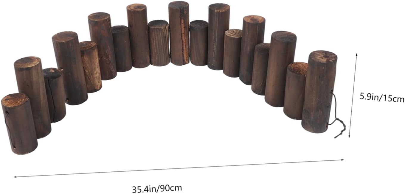 Outdoor Decorative Fence Carbonized Wood Garden Edging Durable Rustic Border for Courtyards Flower Beds and Landscaping Height Diameter