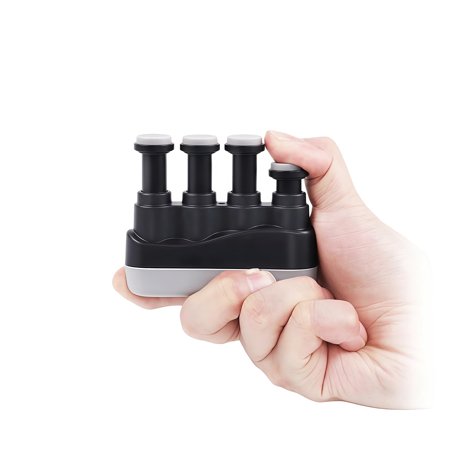 finger strengthener, nalu hand grip trainer exerciser for piano, guitar, bass, ukulele players, plastic material, lightweight and portable - improve finger flexibility, strength,1 pack (black+gray)