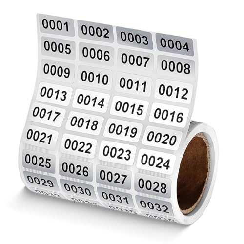 1-2000 Inventory Stickers Waterproof Self-Adhesive Vinyl Number Stickers Number Labels for Storage Organization Classroom Indoor & Outdoor Use(0.39 x 0.78 Inch)