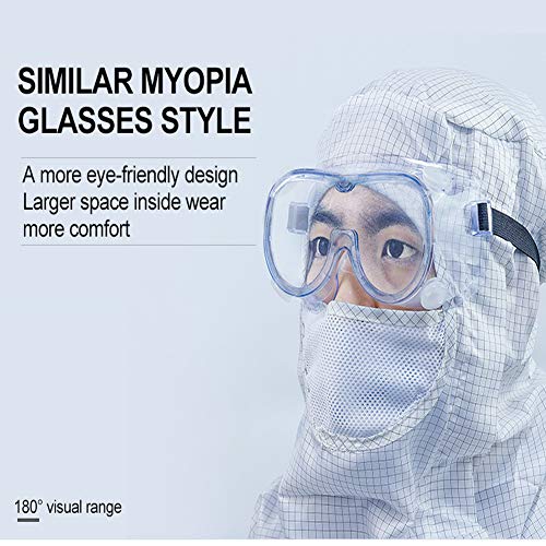 Anti-Fog Protective Safety Goggles, Clear Lens Fog-Free Anti Scratch and Wide-Vision Adjustable Chemical Splash Eye Protection Soft Lightweight Eyewear, Pack of 2 - Thumbnail 5