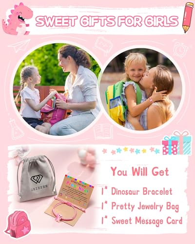 Image of Back to School Dinosaur Bracelet- First Day of School Kindergarten Preschool Gifts for Kids Boys Girls