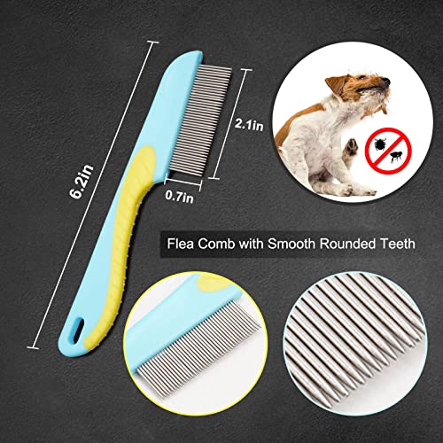 2-Pack-Dog-Combs-Premium-Cat-Comb-for-Removing-Tangles-Knots-and-Floating-Hair-Stainless-Steel-Dog-Grooming-Tools-Metal-Flea-Comb-Pet-Combs-with-Rounded-Teeth 2 Pack Dog Combs Premium Cat Comb for Removing Tangles Knots and Floating Hair Stainless Steel Dog Grooming Tools Metal Flea Comb Pet Combs with Rounded Teeth