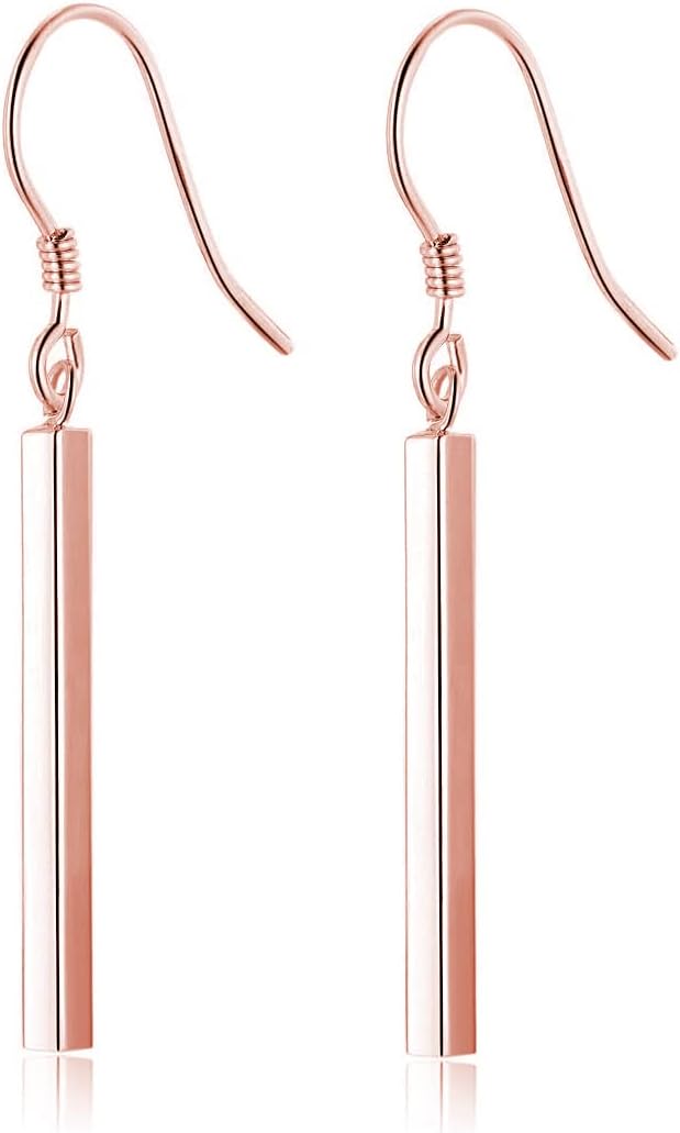SLUYNZ Solid 925 Sterling Silver Minimalist 2CM/3CM Bar Drop Earrings for Women Teens Vertical Bar Dangle Earrings