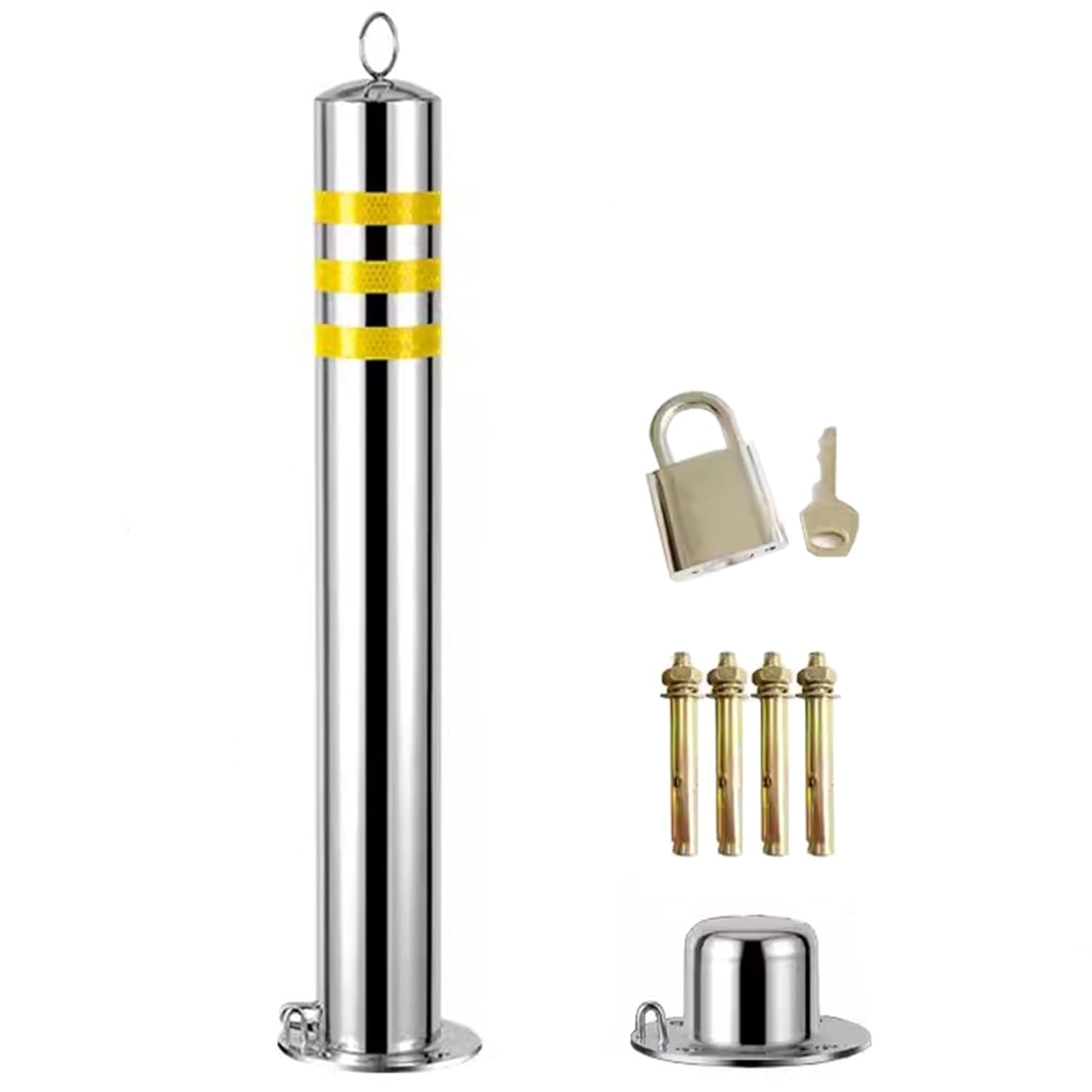 GTHTUHFD Removable Lockable Stainless Steel Parking Ber Post - 800Mm Height Safety Bollard For Commercial & Residential Use