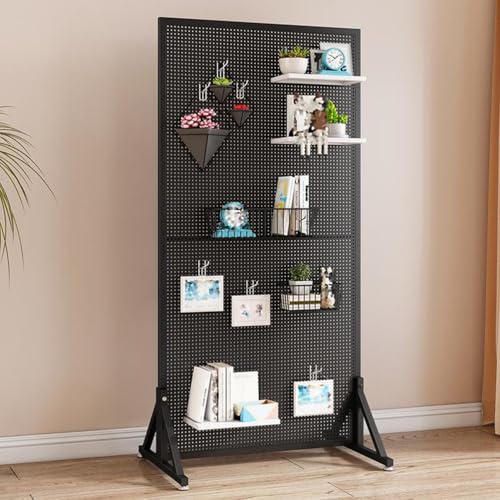 Stecktafel aus Metall mit Haken, vielseitiges Standregal für Küche, Werkstatt, Garage und Werkzeugaufbewahrung, platzsparende Lösung für Zuhause und Büro