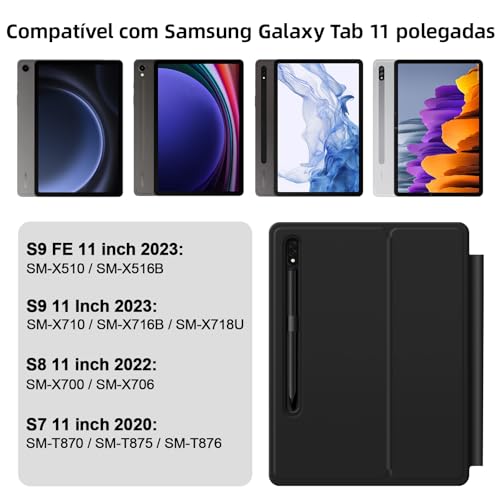 BETTDOW Capa com Teclado e Trackpad para Samsung Galaxy Tab S9 Fe/S9/S8/S7 de 11 polegadas,Teclado c