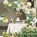 Sage Grün Ballons Girlande Set, 152 Stück Olive Green Garland Kit Retro Grün Gold Weiß Metallic Latex Ballon mit Konfetti Ballon für Baby Shower Babyparty Geburtstag Party Hochzeit Dekorationen