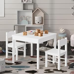 4NM 3 in 1 Kids Table Set for 2, Children Table and Chairs, Toddler Play Activity Table with Hidden Storage Wood Building Block Table Desk for Ages 3-7- Color White 4NM 3 in 1 Kids Table Set for 2 Children Table and Chairs Toddler Play Activity Table with Hidden Storage Wood Building Block Table Desk for Ages 3 7 Color White