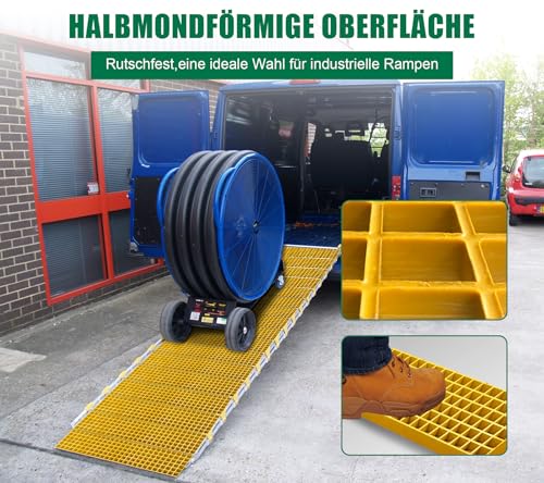 NATOTELA GFK Gitterrost 270x1200x38mm Glasfasergitter MW: 30/30 mm gelb Trittrost Treppenstufe geeignet für Entwässerungsrinne und Fahrbahnen Garage Brandschutztreppen Fluchtwege Bauernhof