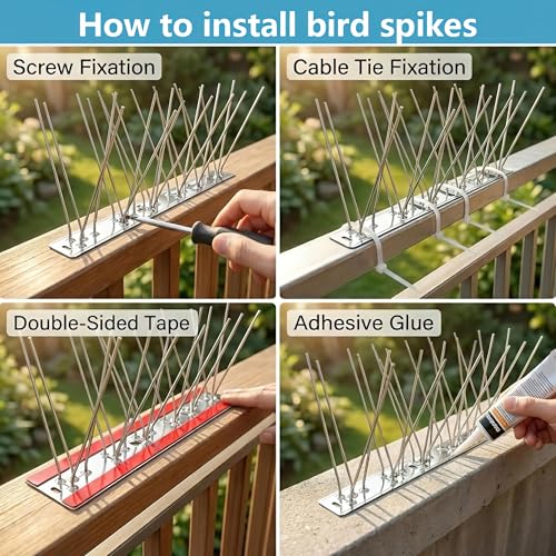 KOKMEYA Bird Spikes,Black Install,304 Stainless Steel Bird Deterrents Spikes for Outside to Keep Birds Away Bird Scare Devices Outdoor,24.6FT 30Pcs by KOKMEYA - Image 5