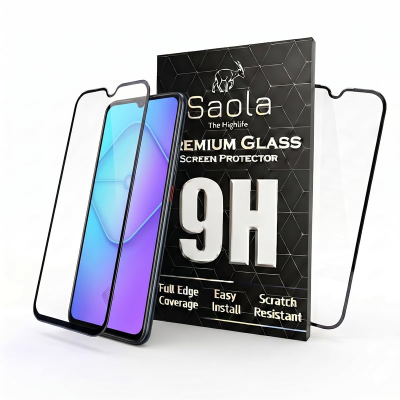 Image of Saola HD+ Oleophobic Tempered Glass Screen Protector For Vivo S1 Pro (Pack Of 2) with Free Installation Kit. Full screen Coverage - 6.38 inch