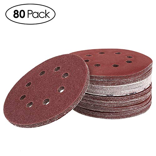 Preisvergleich Produktbild FIXKIT Schleifscheiben Klett-Schleifpapier Schleifpapier Schleifscheiben Pads (Schleifscheiben) 125mm Durchmesser 80 Stück 10 × 40 / 60 / 80 / 120 / 180 / 240 / 320 / 400