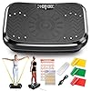 Vibration Plate Exercise Machine, Vibration Plate for Lymphatic Drainage with Training Poster, Training Plan & 3 Resistance Bands, Adjustable Speeds Vibrate Stand Shake Board for Weights Loss(400 Lbs)
